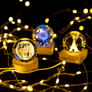 <span class=keywords><strong>Lampe</strong></span> de nuit en boule de cristal 3D avec gravure lumineuse à l'intérieur, base en bois, <span class=keywords><strong>lampe</strong></span> LED créative d'astronomie pour la maison, le bureau, la chambre à coucher, la table - Product Image 4