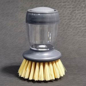 Automatic Liquid Soap Dispenser <b>Plastic</b> <b>Kitchen</b> Dishwashing Brush with Palm Handle Removable Nylon Brush Eco-Friendly - Product Image 6
