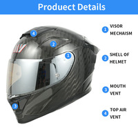 Casque de moto de conception modulaire intégrale en fibre de carbone certifié DOT ECE de haute qualité avec système de visière