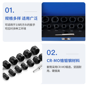 Socket Wrench <b>Set</b> 14 Piece 1/2 In Drive Carbon Steel For Auto Repair Mechanical Maintenance - Product Image 3