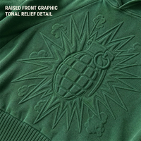 Sweat à capuche graphique gaufré RAMAX 500 GSM épais vert, pull streetwear pour homme, fabricant OEM ODM personnalisé en gros