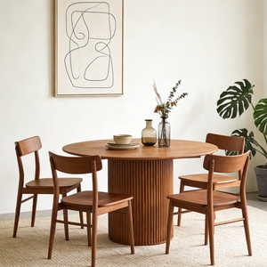 <span class=keywords><strong>Table</strong></span> à <span class=keywords><strong>manger</strong></span> ronde en <span class=keywords><strong>bois</strong></span> massif de frêne à lattes, design moderne, stable et de haute qualité, pour hôtel, appartement ou villa - Prix direct usine - Product Image 1