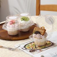 Boîte d'emballage de tasse en plastique transparent de Cupcake de 2 pièces transparente formée sous vide pour la cuisson de la pâtisserie à la tarte aux oeufs Muffin utilisation pour le gâteau