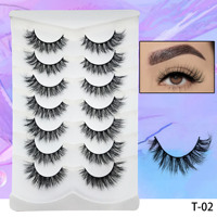 7 paires de nouvelles faux cils en vison synthétique, naturels, denses, allongés aux extrémités, vente en gros
