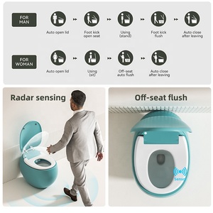 혁신 완전 자동 센서 플러싱 지능형 녹색 변기 둥근 곡선 계란 모양 화장실 스마트 화장실 - Product Image 2