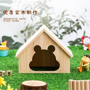 Casa de madera maciza para hámster, nido oculto con forma de animal, 20,5x13,5x18 cm, para mascotas pequeñas - Product Image 3