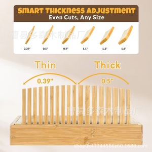 Tamori Bamboo <b>Bread</b> Slicer 10.5 In Adjustable Desktop Kitchen <b>Bread</b> <b>Cutter</b> For Toast And Sandwich Making - Product Image 5