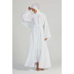 <span class=keywords><strong>Abito</strong></span> <span class=keywords><strong>da</strong></span> <span class=keywords><strong>sera</strong></span> modesto impreziosito con motivo bianco Abaya aperto Premium - Product Image 1
