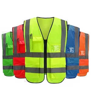 Construction vests Reflective Traffic Road Working Jackets Safety Vest with Pockets