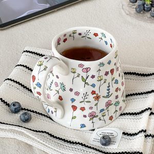 Tasse à thé florale girly de 20 oz pour femmes, cadeaux pour la fête <span class=keywords><strong>des</strong></span> mères, grande tasse à café en céramique rose, fleur mignonne avec une grande poignée - Product Image 4