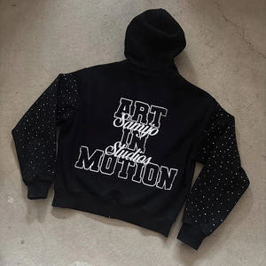 Felpa con Cappuccio Personalizzata OEM ODM con Ricamo LOG, Zip Frontale, Stile <span class=keywords><strong>Y2k</strong></span>, in Cotone, Streetwear, Taglio Ampio, Alta Qualità - Product Image 5