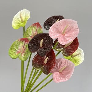 Anthuriums artificiels Meng Jie en PVC, grandes fleurs 3D pour décorations de mariage et de maison - Product Image 1