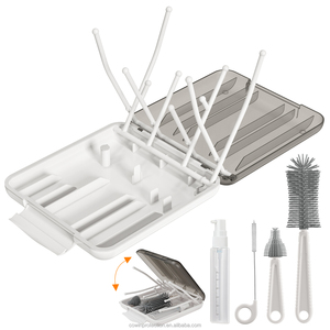 Patented Products 6 in 1 Portable Baby Bottle Holder Silicone Bottle Brush Cleaner Kit <b>Storage</b> Rack Bottle Drying Rack for Baby - Product Image 1