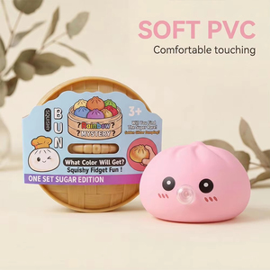 Jouet anti-stress souple en forme de dumpling de couleur personnalisée, souffleur de bulles, dumplings mystère souple avec boîte vapeur - Product Image 4