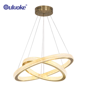 Lampadario Moderno Ristorante Apparecchio di Illuminazione 2 Cerchio Anello <span class=keywords><strong>In</strong></span> <span class=keywords><strong>Alluminio</strong></span> Acrilico HA CONDOTTO LA Luce Del Pendente Lampadario - Product Image 1