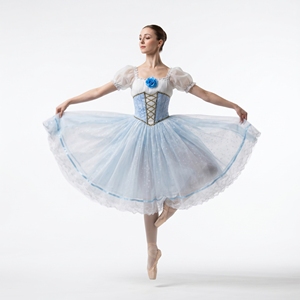 Tutu de ballet long bleu et blanc romantique, corset à lacets, Giselle & La Fille Mal Gardée, costume de scène professionnel - Product Image 3