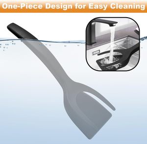 2-in-1 Egg Flipper Spatel zange Antihaft-Silikon griff und Flip-Kochute nsilien für Omeletts Pfannkuchen Fisch und <span class=keywords><strong>Burger</strong></span> - Product Image 6