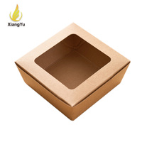 Boîte cadeau personnalisable en papier kraft 8x8x3 pouces avec fenêtre transparente, emballage durable et personnalisé pour la préparation de repas et les plats à emporter