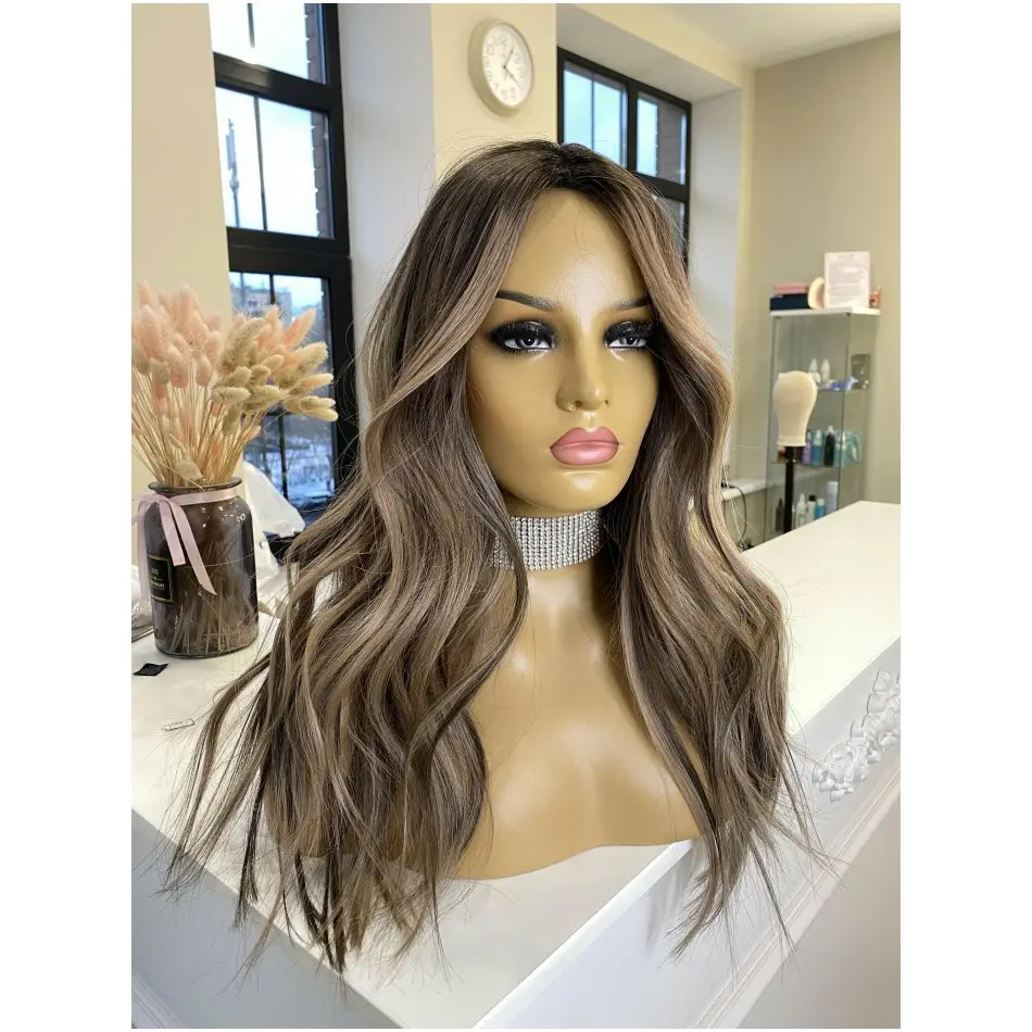 Maagd Menselijk Haar Kant Highlights Kleur Body Wave Geen Wirwar Zijden Basis Topper Voor Vrouwen