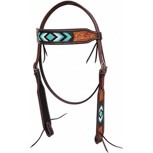 Hottmess Bridon en cuir pour cheval, orné de perles turquoise et de motifs floraux, pour l'équitation de trail, équipement équestre - Product Image 1