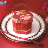 Boîte-cadeau de mariage octogonale romantique fraîche et portable de luxe personnalisée emballage de bijoux boîtes en papier pour bague de mariage vente en gros