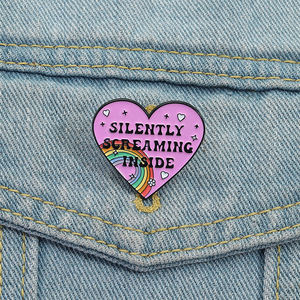 Alfileres de esmalte interior que gritan silenciosamente, broches en forma de corazón, mochila, insignia de solapa, regalo de joyería para amigos - Product Image 1
