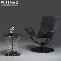 WISEMAX FURNITURE Chaise longue inclinable à lévitation créative nordique Meubles de salon Chaise de loisirs en cuir à base de métal pour la maison