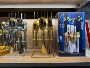 Bộ đồ ăn bằng thép không gỉ cao cấp 24 món đặt phong cách phương Tây bít tết dao nĩa muỗng ăn xuyên biên giới với hộp quà tặng - Product Image 2