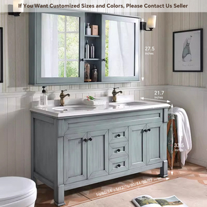 Mueble de Baño Minimalista de Madera Maciza con Lavabo Doble, Espejo Inteligente Personalizable y Gabinete para Uso en Hoteles, Ecológico - Product Image 6