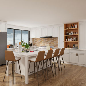 Armoires de cuisine en bois de contreplaqué MDF de style traditionnel Zofa pour salle à manger avec tiroir et évier - Product Image 1