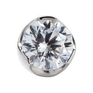 Giometal 14k <span class=keywords><strong>oro</strong></span> bianco solido solitario RD Top <span class=keywords><strong>Piercing</strong></span> senza fili orecchini a bottone <span class=keywords><strong>trago</strong></span> per donne Helix Daith gioielli per il corpo - Product Image 1