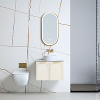 Meuble de salle de bain mural moderne en contreplaqué laqué avec vasque - Écologique, résistant à l'eau, facile à nettoyer