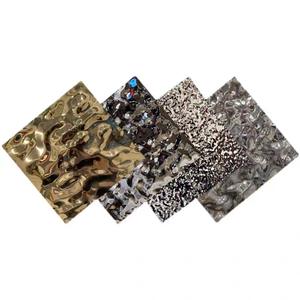 Dekoration Wasser Welligkeit Edelstahl blech Spiegel politur 4x8 8K Finish Wave Design Panel - Product Image 3
