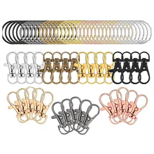 Großhandel heißer Verkauf Dreh verschlüsse Lanyard Karabiner haken Metall Schlüssel ringe Ketten clip Haken Set, für Schlüssel bund Schmuck Handwerk DIY