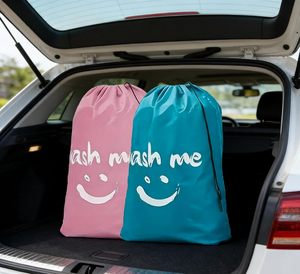 Sac de voyage extra large imprimé et lavable pour vêtements sales, organisateur de linge en nylon avec cordon de serrage pour le camping - Product Image 6