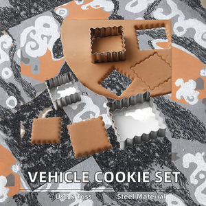 <span class=keywords><strong>Emporte</strong></span>-pièces en acier inoxydable en forme de voiture de police, de camion de pompiers, de <span class=keywords><strong>tracteur</strong></span>, de locomotive, de train, de moteur ; forme carrée pour la pâtisserie créative - Product Image 3