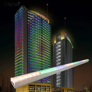 Lnjami DMX Pixel LED RGB Linear Building ผนังเครื่องซักผ้าซุ้มไฟสำหรับกลางแจ้งกลางคืนแสดงโฆษณา
