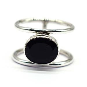 925 Sterling Silver Oval Shape Natural <b>Black</b> Onyx Cabochon Gemstone Handmade <b>Ring</b> - Product Image 5