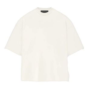 เสื้อยืดคอกลมทรงปกติสำหรับผู้ชาย คอลเลคชั่น 22SS คุณภาพสูง ผ้าฝ้าย 100% น้ำหนัก 320 กรัม สีพื้น สีดำ สไตล์ลำลอง สีโอ๊ตเข้ม - Product Image 6