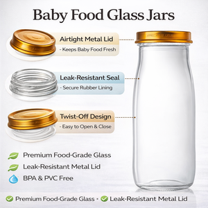 Bocaux en verre pour la mise en conserve 50ml 120ml 200ml 260ml, bocaux en verre pour nid d'oiseau avec couvercles à vis, bouteilles en verre hermétiques de qualité alimentaire pour la nourriture pour bébés - Product Image 6