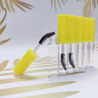 Tube de Mascara rond jaune en plastique, Logo personnalisé 10 pièces, avec brosse, bouteille de cils liquide vide, conteneur d'eyeliner