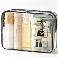 Sac de toilette transparent en PVC de grande capacité Galaxy, résistant à l'eau, avec fermeture éclair, pochette de rangement cosmétique portable, pour voyage en plein air