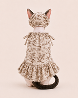 Robe florale premium pour animaux de compagnie Hamolly avec joli ourlet à volants et bonnet assorti – Costume confortable pour chat, intérieur et extérieur
