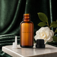 Botol Minyak Esensial Posee Beauty EO-S76 Coklat Transparan Amber dengan Pipet (10ml 5ml) Botol Kaca Mini Tutup Hitam Besar untuk Kegunaan Kosmetik