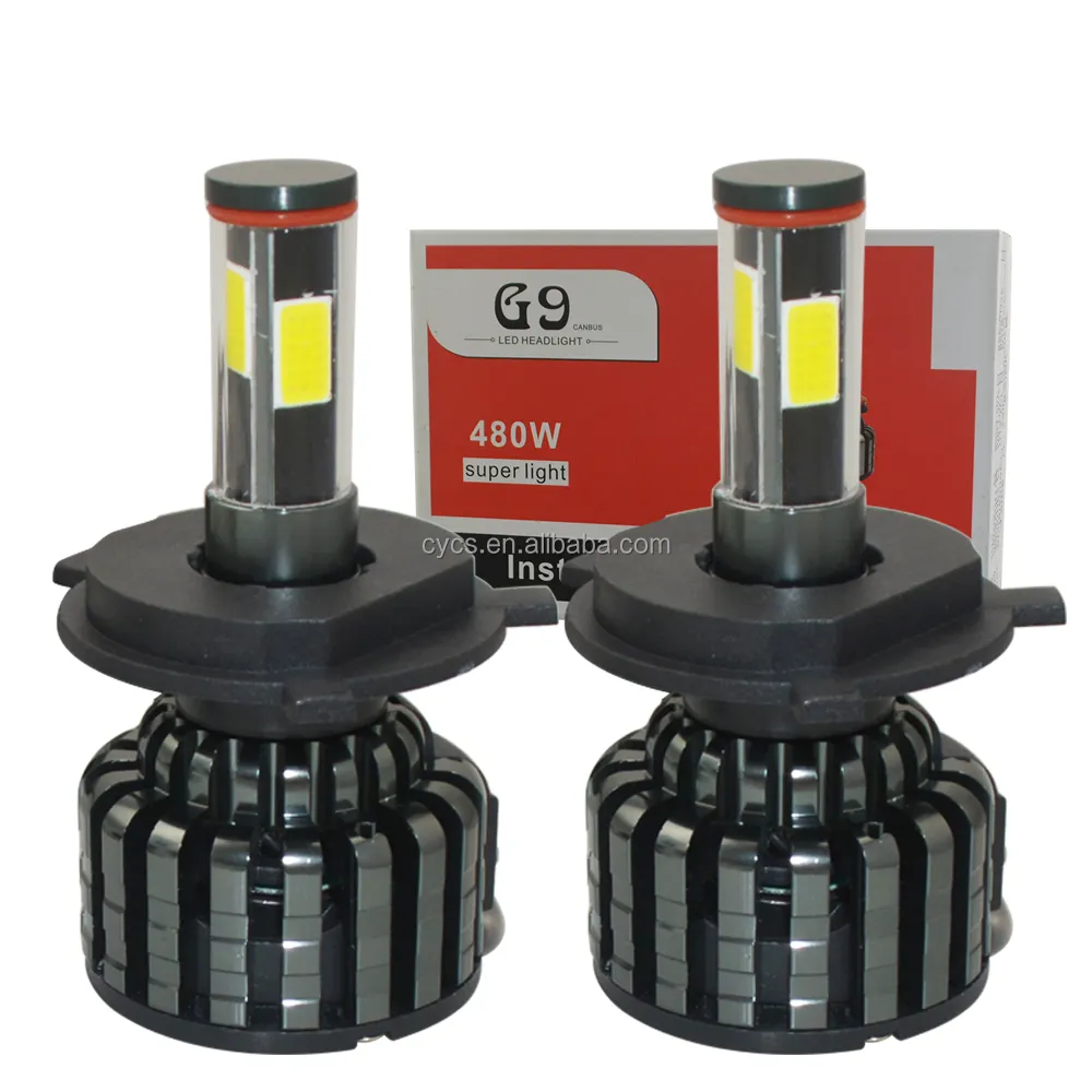 H1 H3 H7 H11 9006 9005 H13 9004 9007 car led light Super white 10-32V 4 faces COB G9 100w 12000LM car H4 led headlight