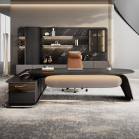 Meubles de bureau style nordique, table de bureau moderne en forme de L pour PDG, solution de bureau exécutif tout-en-un, ensemble de meubles.