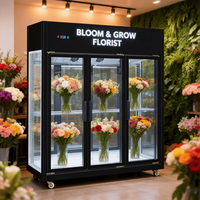 Vitrine commerciale de fleurs réfrigérées avec contrôle de l'humidité et de la lumière à température unique