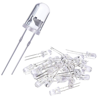 Puces LED InGaN de 5 mm avec tension de refoulement maximale de 5 V, angle de vision de 15 degrés, puissance de 0,06 W, boîtier traversant, emballage de diodes