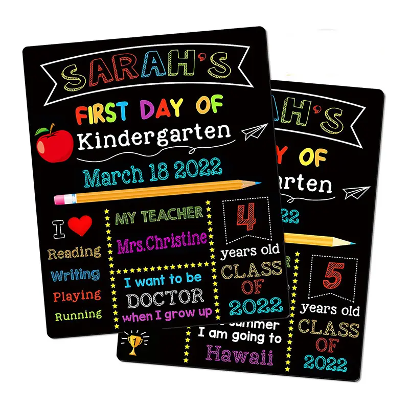 맞춤형 첫날과 학교 마지막 날 어린이를위한 분필 보드 표지판