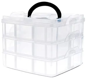 18 डिब्बों आयोजक बॉक्स 3 परत Stackable शिल्प भंडारण आयोजक मामले प्लास्टिक शिल्प की आपूर्ति आयोजक